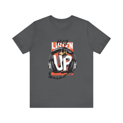 Men's And Women's Listen Up Head Phones Jersey Short Sleeve Tee