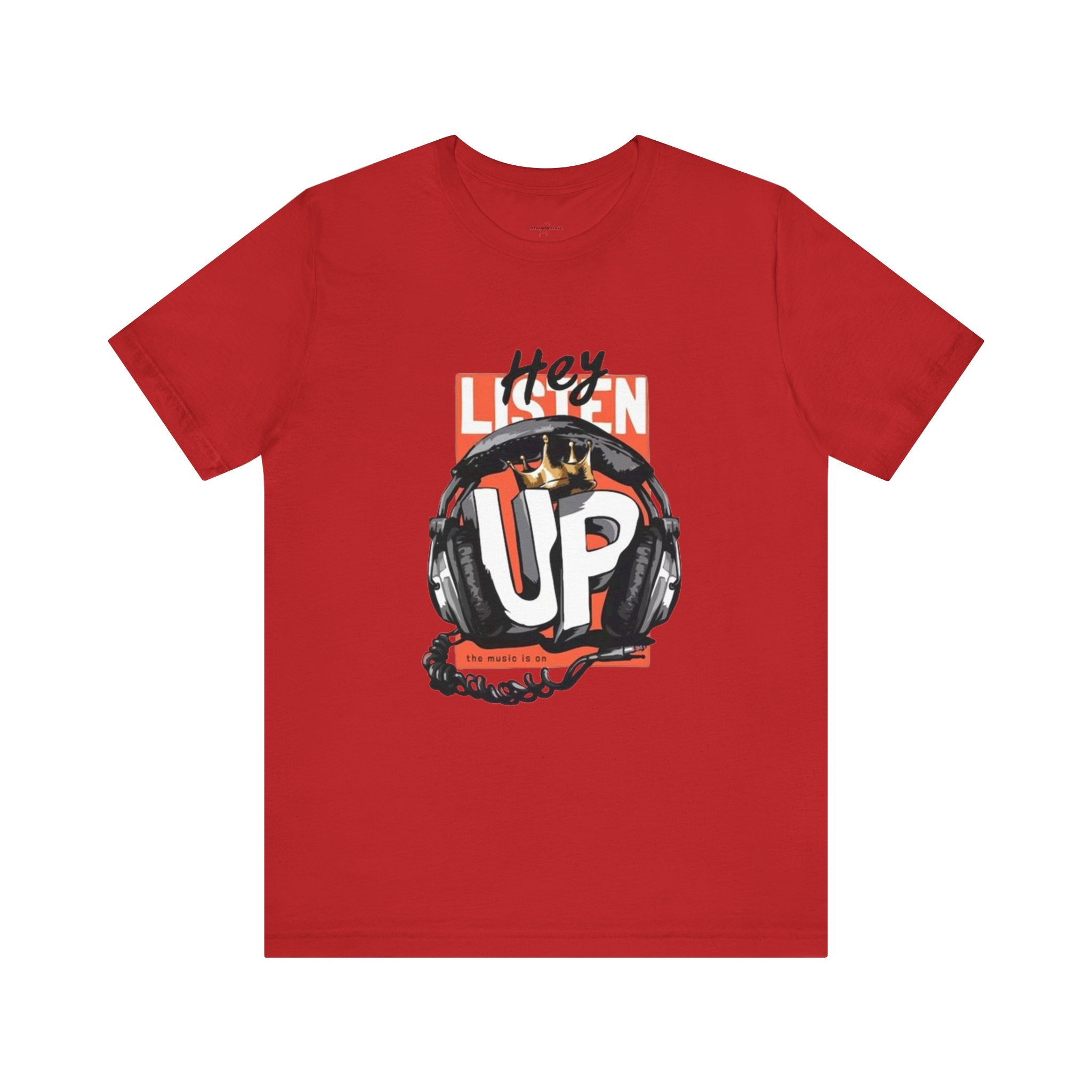 Men's And Women's Listen Up Head Phones Jersey Short Sleeve Tee