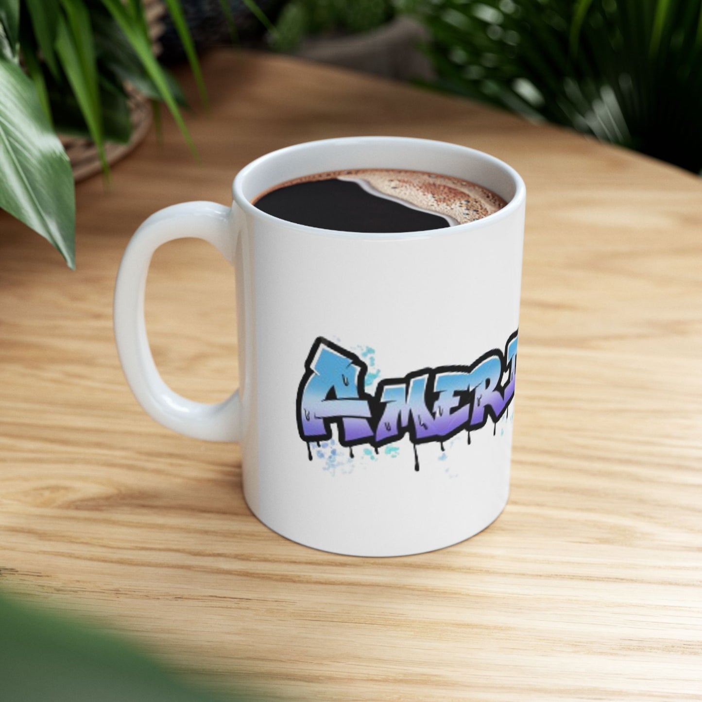 Blue & Purple Americanwolf Edgy Graphic Graffiti Splatter Spots Coffee Mug