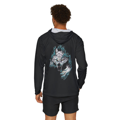 AmericanWolf: Triple Shadow - A Fierce 3D Wolf Rips Through a Sports Warm-Up Hoodie