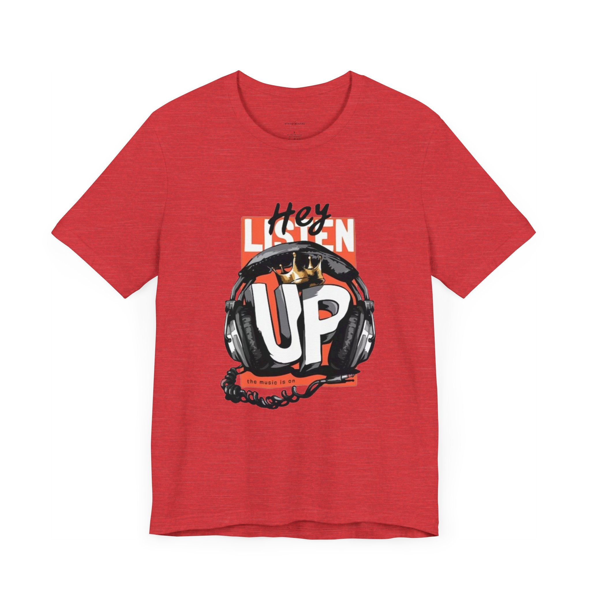 Men's And Women's Listen Up Head Phones Jersey Short Sleeve Tee