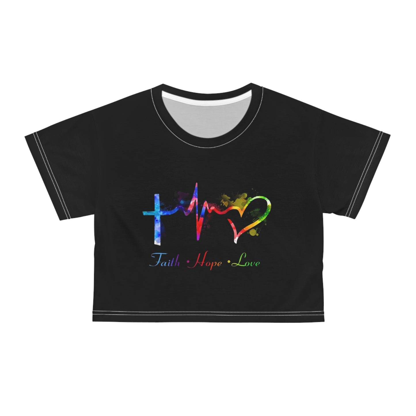 "Embrace the Message Wear Your Beliefs Fashion with Purpose Clothe Yourself in Positivity Express Your Values through Style Faith, Hope, Love Crop Top Shirt That Speaks Volumes"