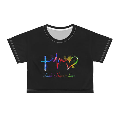 "Embrace the Message Wear Your Beliefs Fashion with Purpose Clothe Yourself in Positivity Express Your Values through Style Faith, Hope, Love Crop Top Shirt That Speaks Volumes"