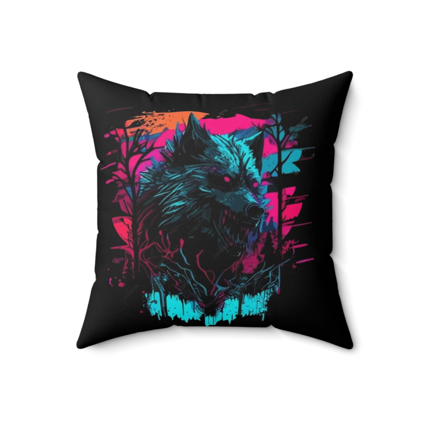 A Wolf Spun Polyester Square Pillow