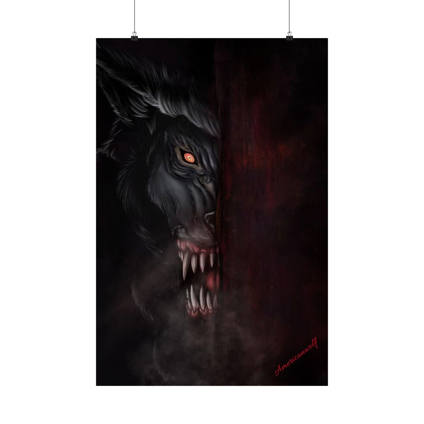 "Nocturnal Valor Dark Fearless Werewolf Poster – Conquer Your Mancave with a Howl of Mystical Courage!"