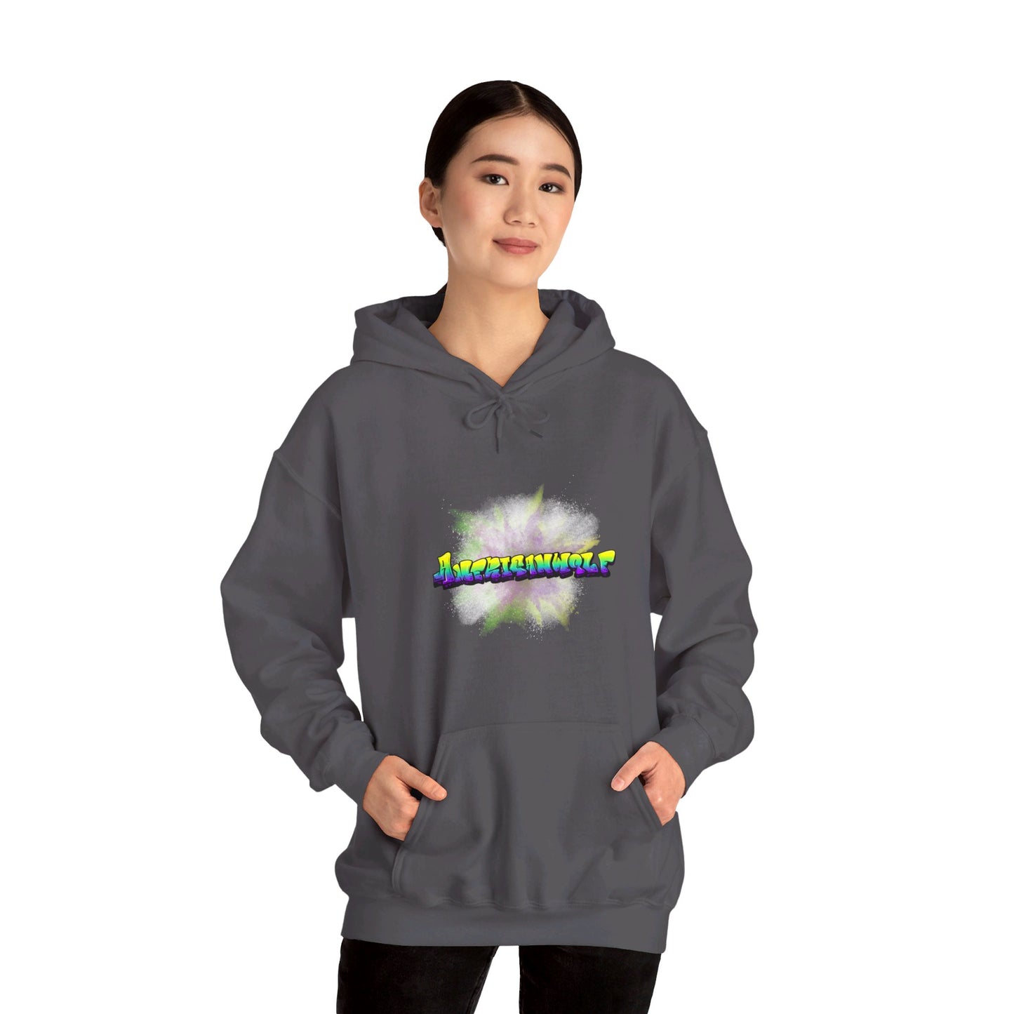 Urban Chill Vibes Graffiti Sprayed Tag Americanwolf In A Cloud Of Sprayed Dust Skater Hoody