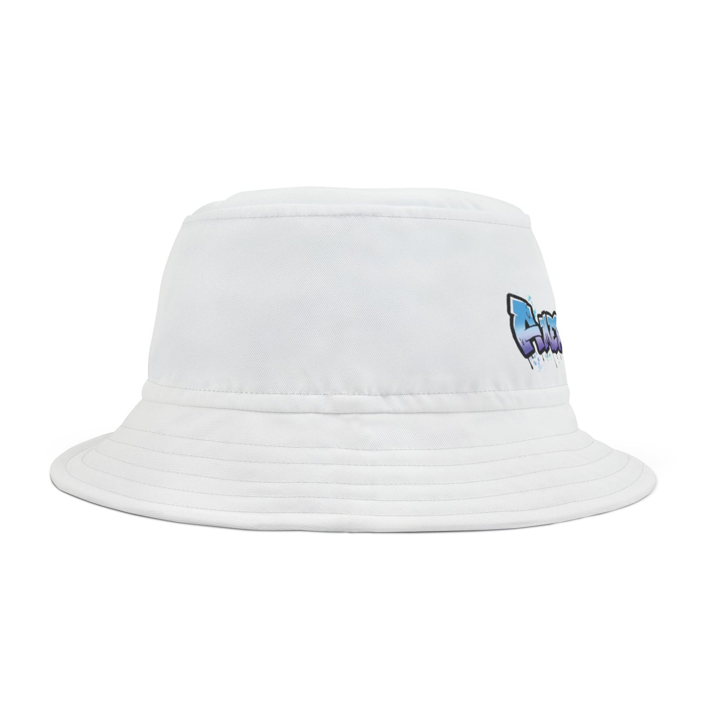 "Melting Dreams: AmericanWolf in Blue and Purple Graffiti Bucket Hat"