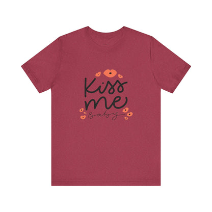 Women's Kiss Me Baby Valentine Jersey Short Sleeve Tee