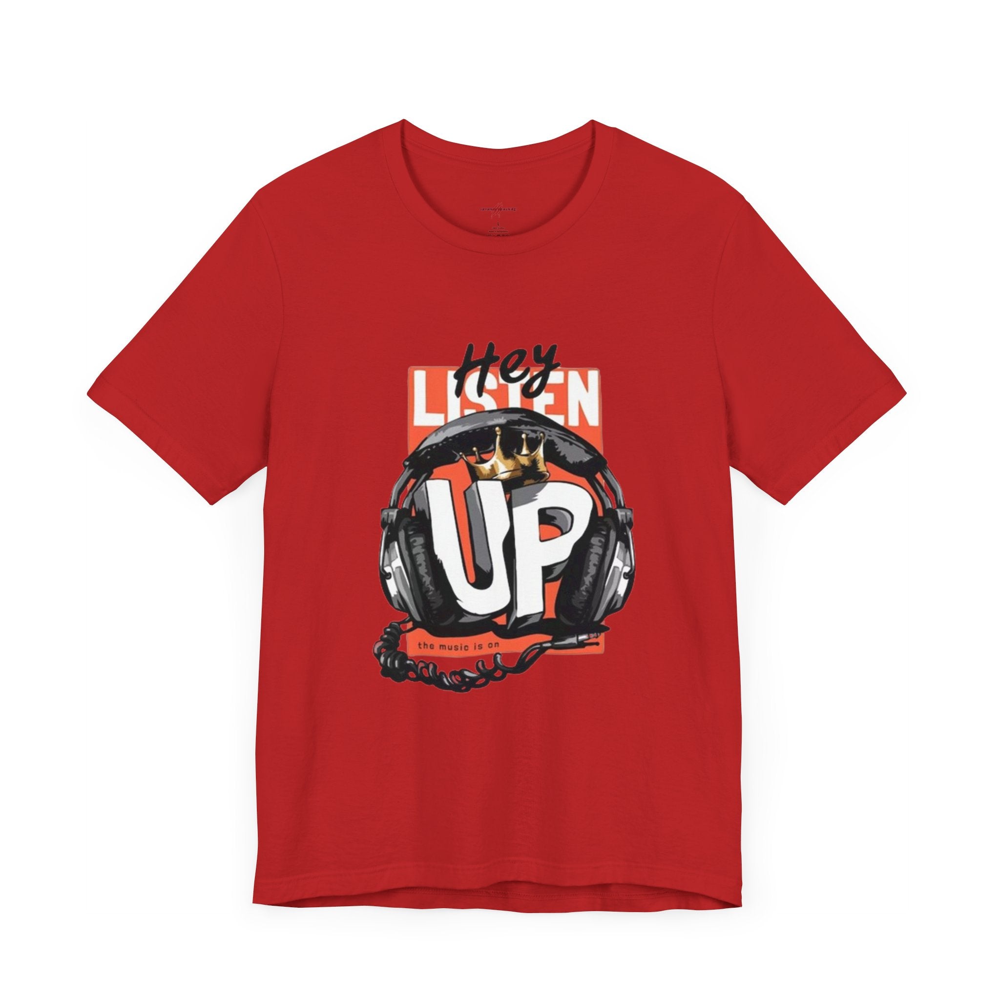 Men's And Women's Listen Up Head Phones Jersey Short Sleeve Tee