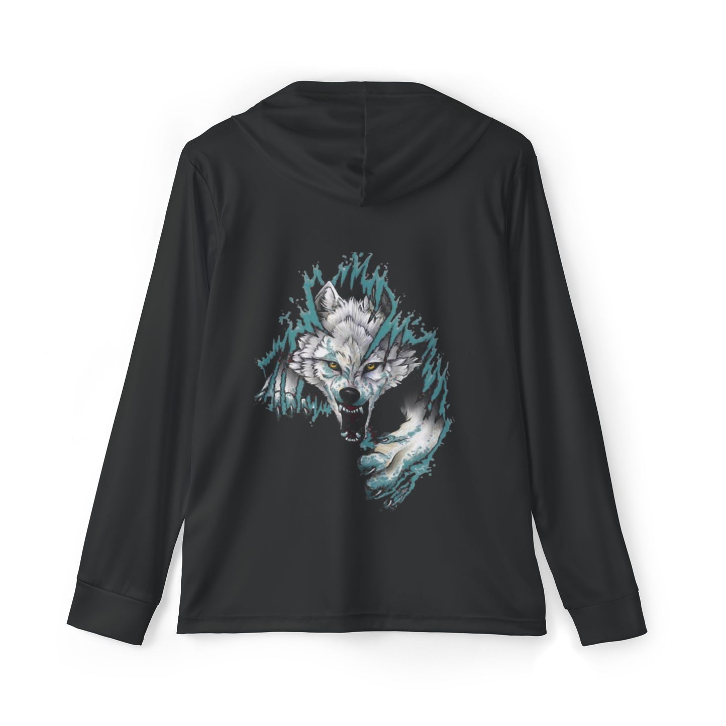 AmericanWolf: Triple Shadow - A Fierce 3D Wolf Rips Through a Sports Warm-Up Hoodie