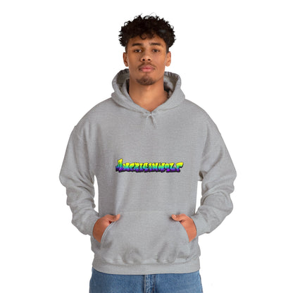 "Psychedelic Drip Hoodie: Yellow, Green & Purple Infusion Graffiti"