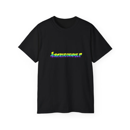 Vivid Meltdown: Yellow, Green, and Purple Drip Graffiti" Americanwolf Tee Shirt