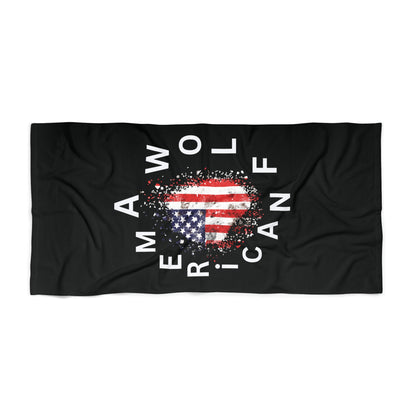 "Show Your Patriotic Pride With This Soft Comfort AmericanWolf Flag Beach Towel – Unleash the Spirit of Freedom!"