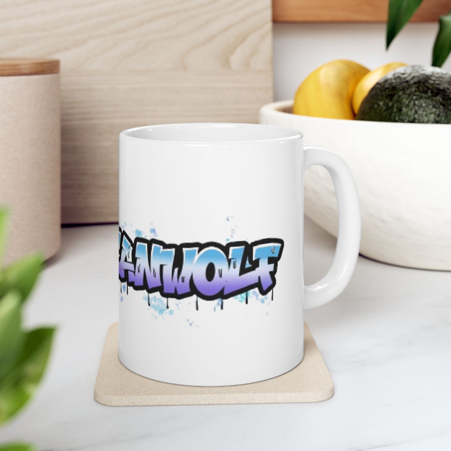 Blue & Purple Americanwolf Edgy Graphic Graffiti Splatter Spots Coffee Mug