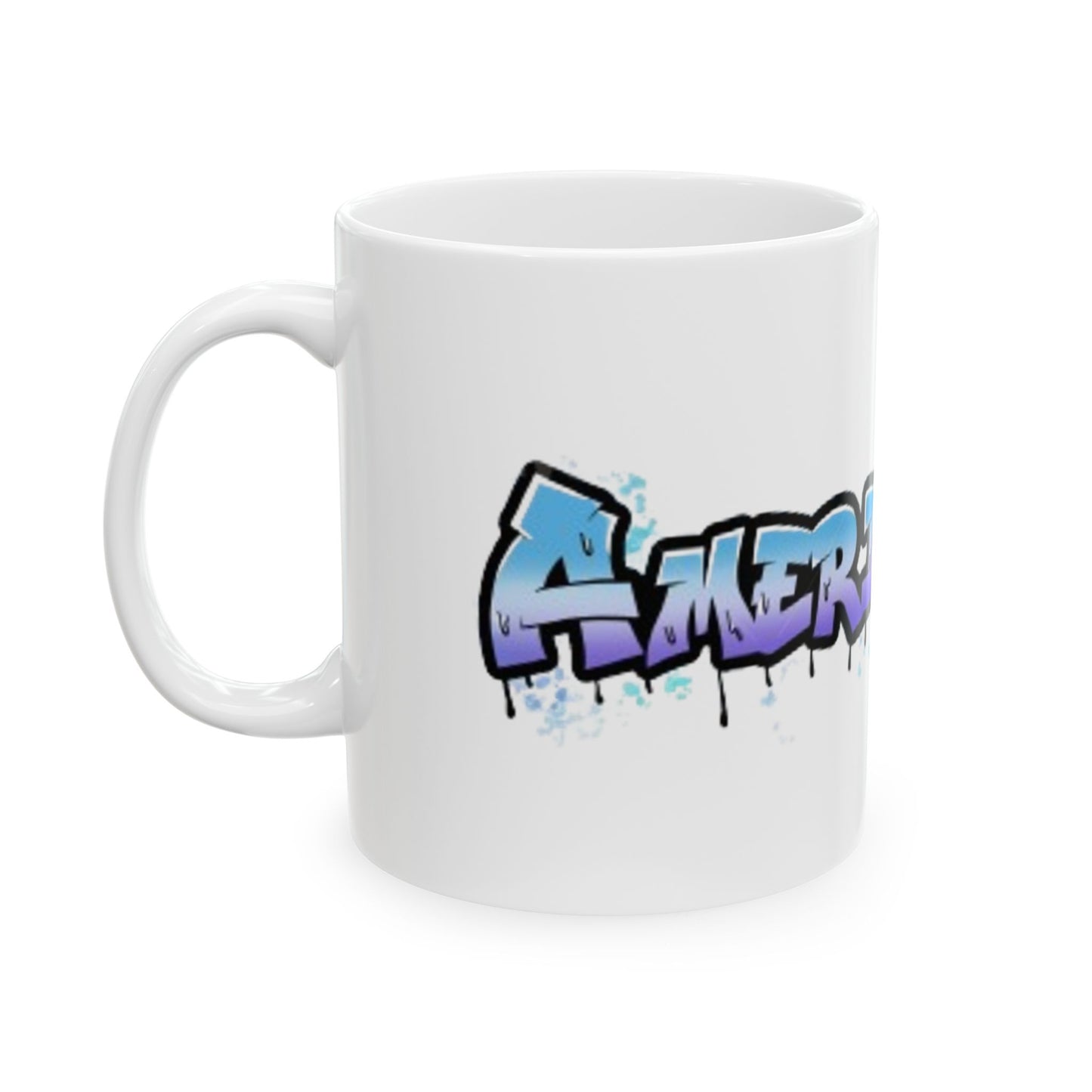 Blue & Purple Americanwolf Edgy Graphic Graffiti Splatter Spots Coffee Mug