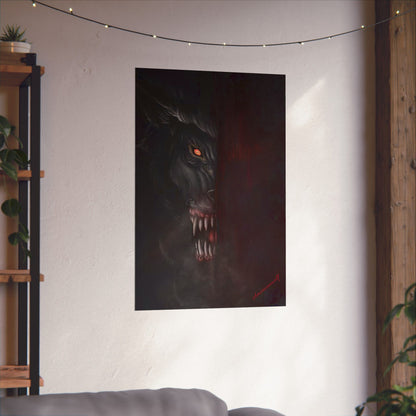 "Nocturnal Valor Dark Fearless Werewolf Poster – Conquer Your Mancave with a Howl of Mystical Courage!"