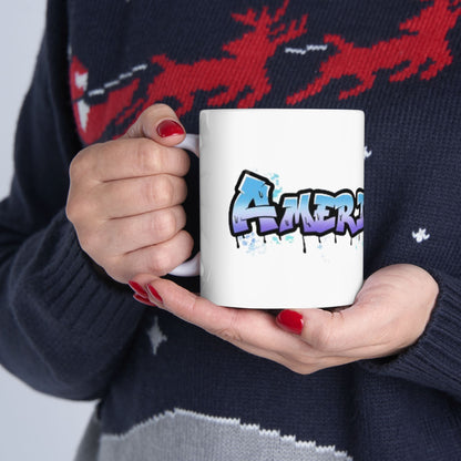 Blue & Purple Americanwolf Edgy Graphic Graffiti Splatter Spots Coffee Mug