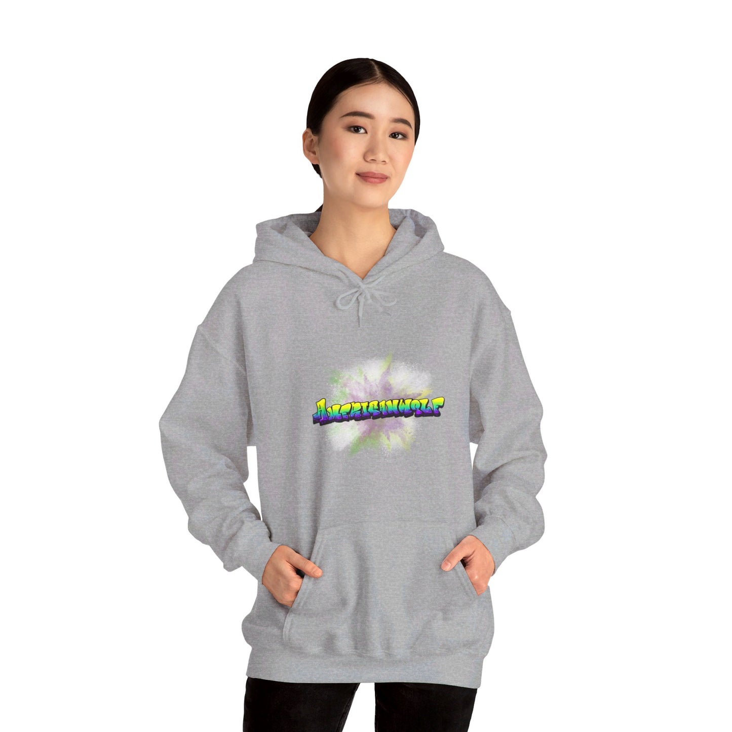 Urban Chill Vibes Graffiti Sprayed Tag Americanwolf In A Cloud Of Sprayed Dust Skater Hoody