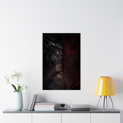 "Nocturnal Valor Dark Fearless Werewolf Poster – Conquer Your Mancave with a Howl of Mystical Courage!"