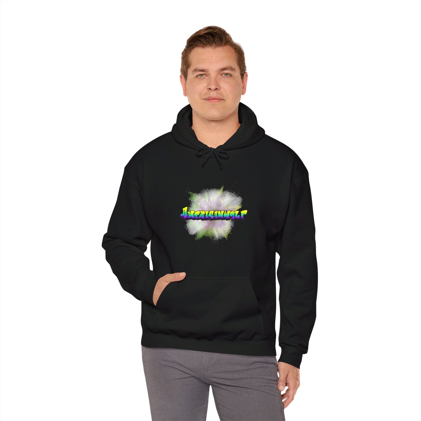 Urban Chill Vibes Graffiti Sprayed Tag Americanwolf In A Cloud Of Sprayed Dust Skater Hoody