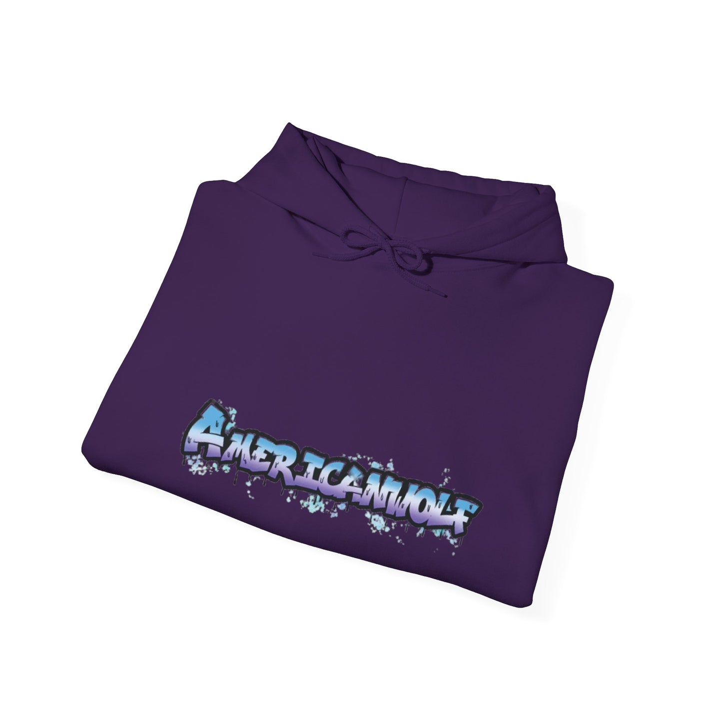 "AmericanWolf: Graffiti Style in Blue and Purple - Hoodie Edition"