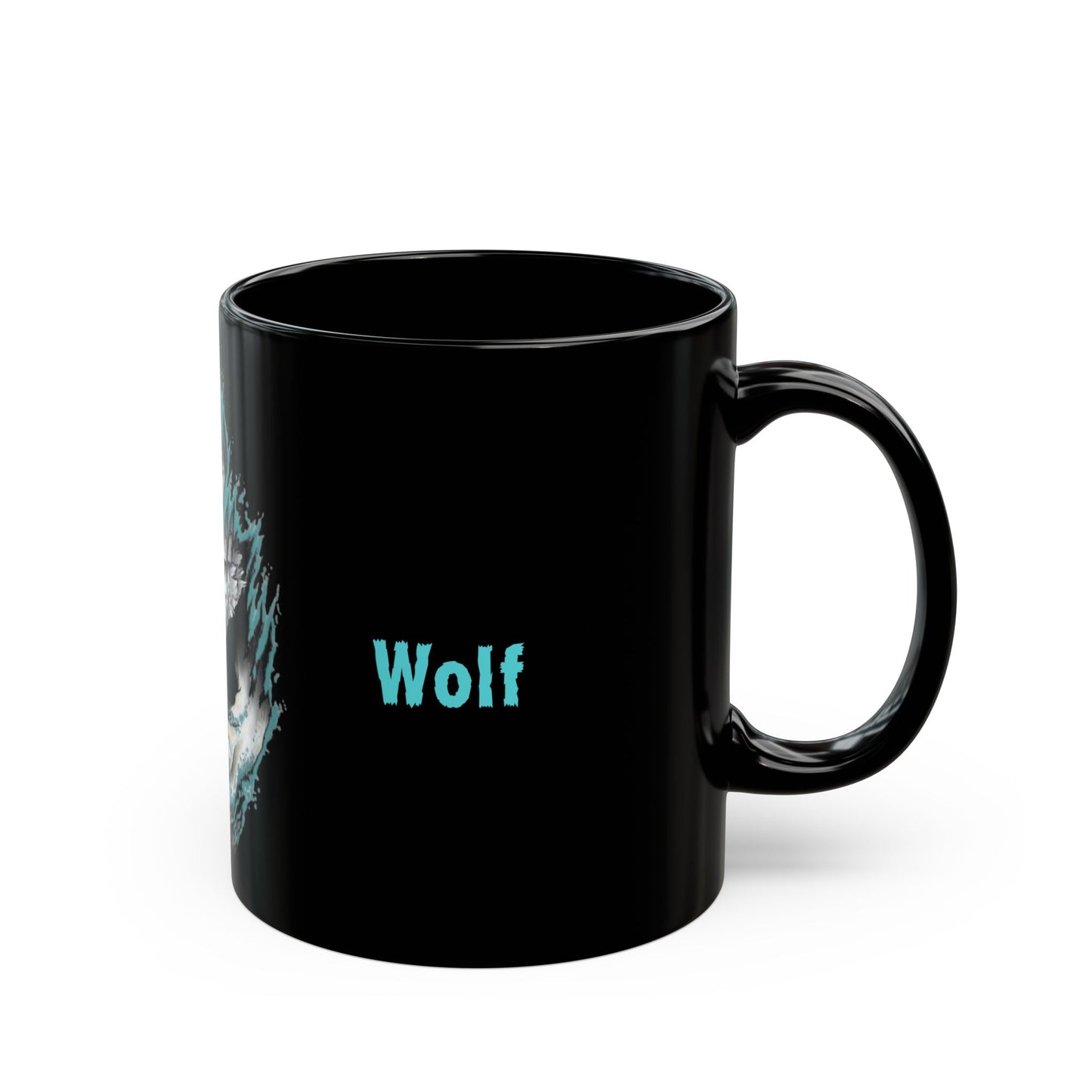 A Fearless Wild Americanwolf Glossy Black Coffee Mug