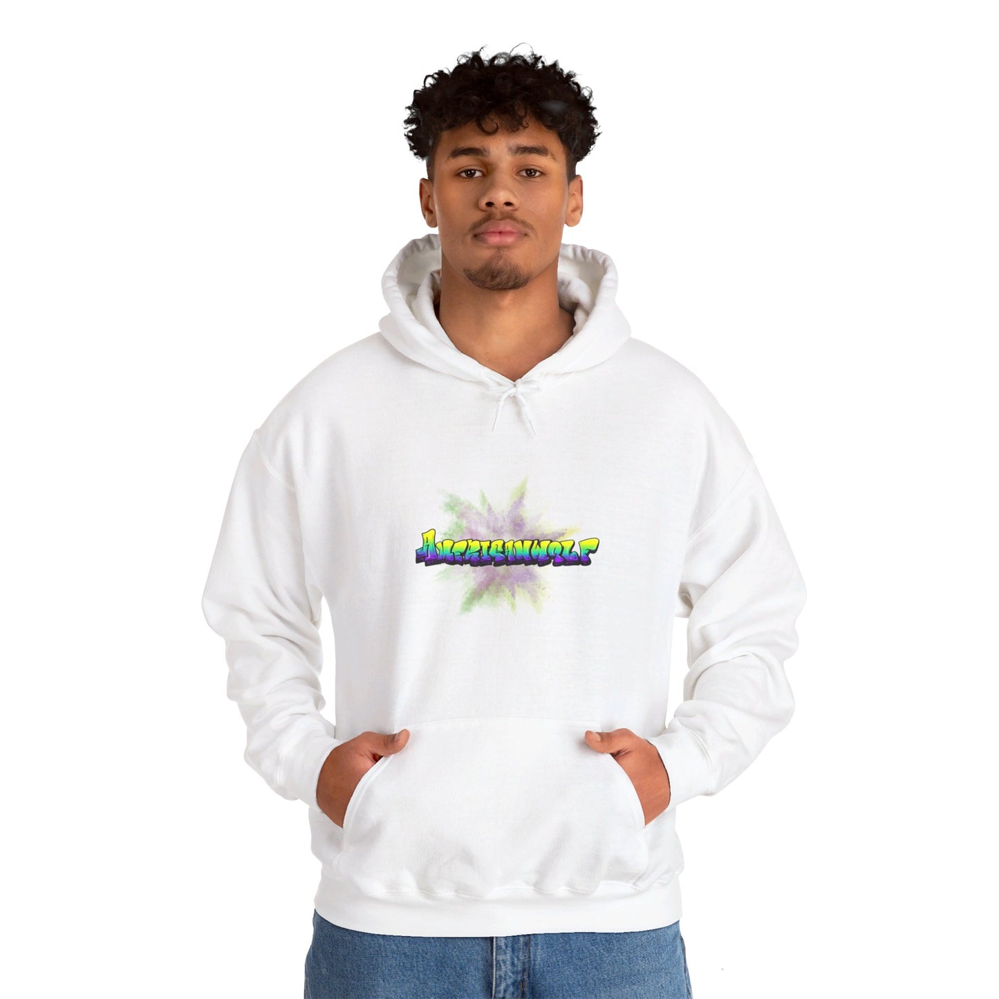 Urban Chill Vibes Graffiti Sprayed Tag Americanwolf In A Cloud Of Sprayed Dust Skater Hoody