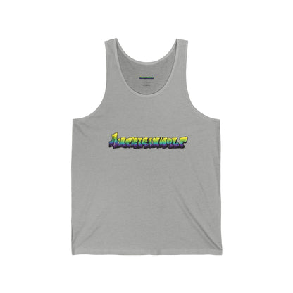 "Meltdown dripping graffiti: Yellow, Green, and Purple tank top