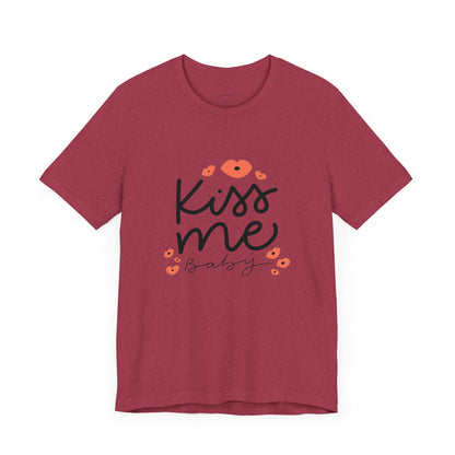 Women's Kiss Me Baby Valentine Jersey Short Sleeve Tee