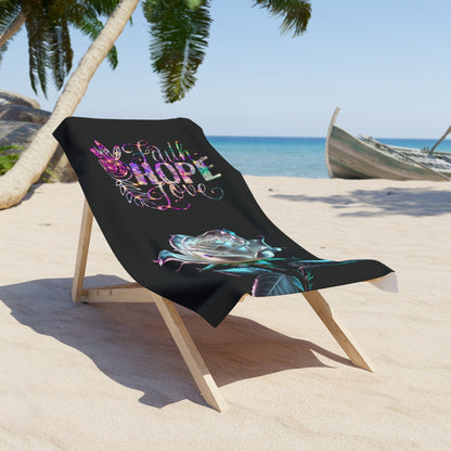 "Soulful Splendor Tranquil Tributes  Unveiling the Deep Affection Shoppers Hold for the 'Faith Hope Love' Beach Towel"