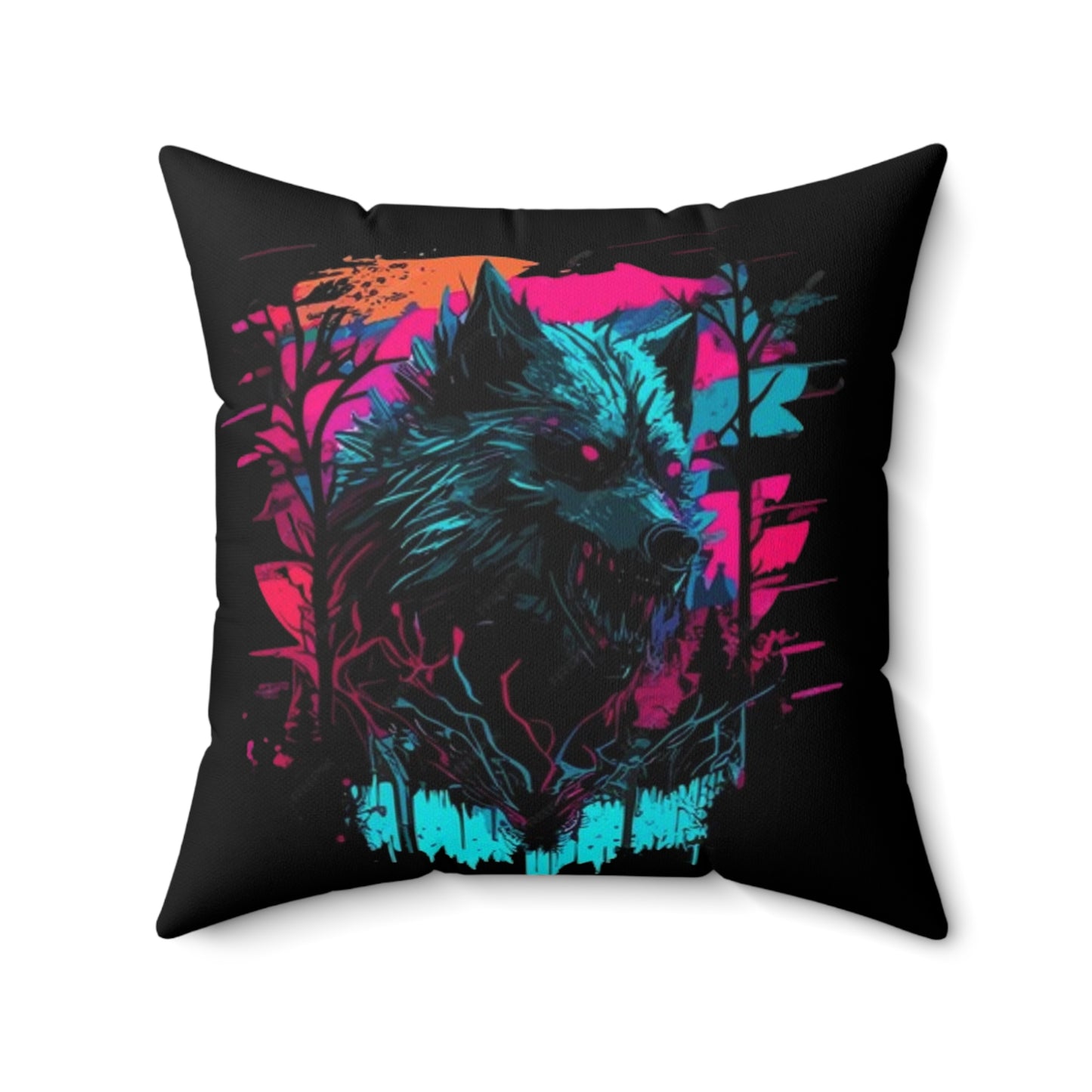 A Wolf Spun Polyester Square Pillow