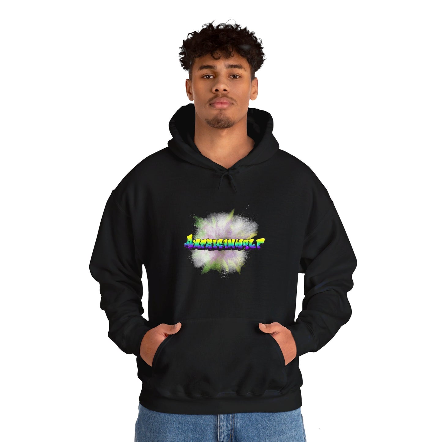 Urban Chill Vibes Graffiti Sprayed Tag Americanwolf In A Cloud Of Sprayed Dust Skater Hoody