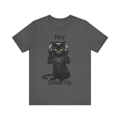 "Paws and Playlists Cats Know Good Tunes Listen Up in Style with the Cool Black Cat Wearing Headphones Shirt – Purr-fect for Music Lovers!"