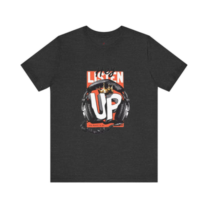 Men's And Women's Listen Up Head Phones Jersey Short Sleeve Tee