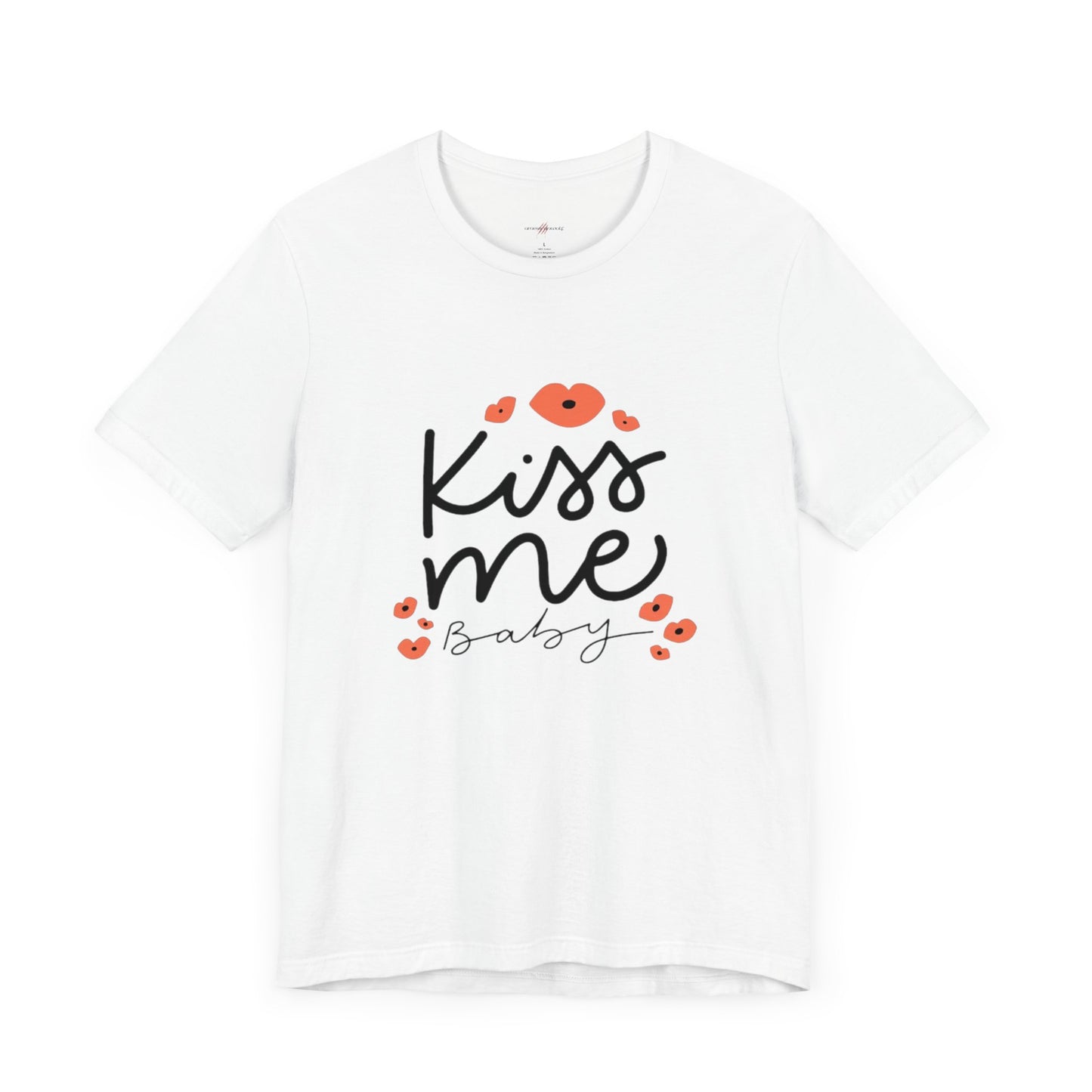 Women's Kiss Me Baby Valentine Jersey Short Sleeve Tee