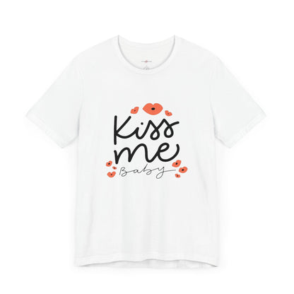 Women's Kiss Me Baby Valentine Jersey Short Sleeve Tee