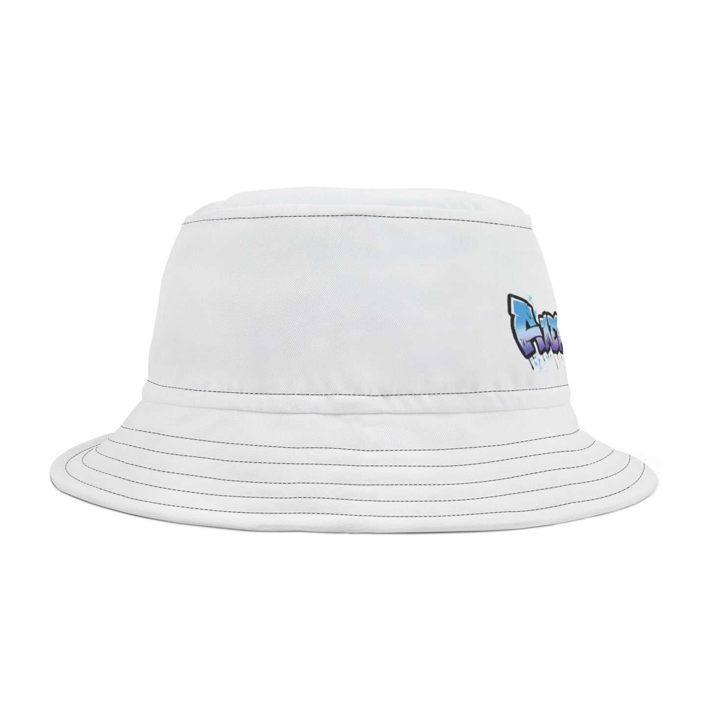 "Melting Dreams: AmericanWolf in Blue and Purple Graffiti Bucket Hat"