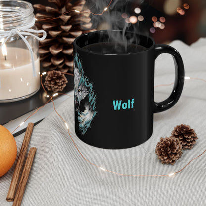 A Fearless Wild Americanwolf Glossy Black Coffee Mug