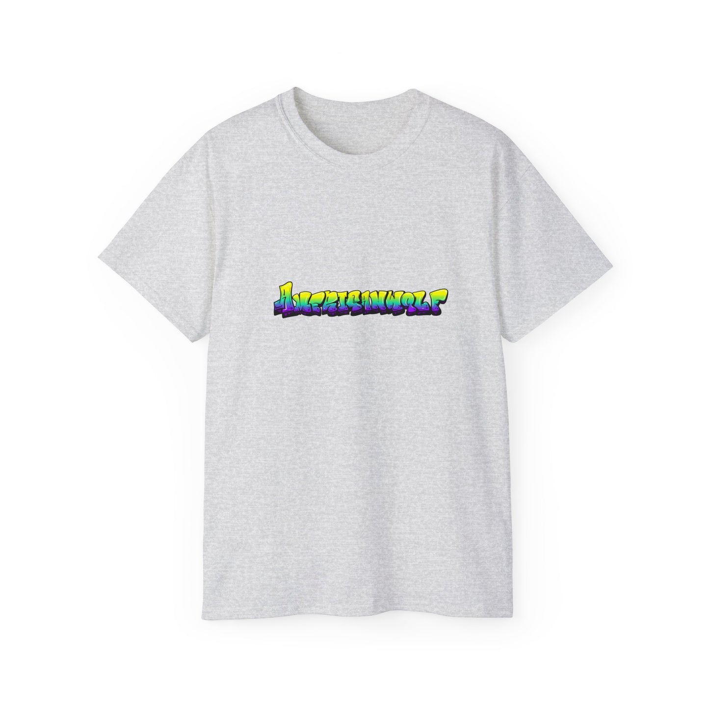 Vivid Meltdown: Yellow, Green, and Purple Drip Graffiti" Americanwolf Tee Shirt