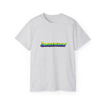 Vivid Meltdown: Yellow, Green, and Purple Drip Graffiti" Americanwolf Tee Shirt