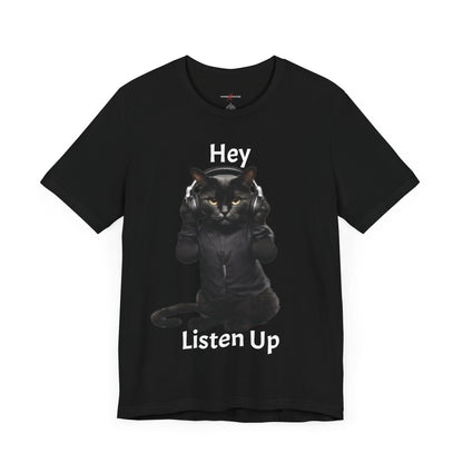 "Paws and Playlists Cats Know Good Tunes Listen Up in Style with the Cool Black Cat Wearing Headphones Shirt – Purr-fect for Music Lovers!"