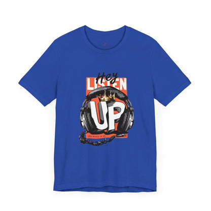 Men's And Women's Listen Up Head Phones Jersey Short Sleeve Tee