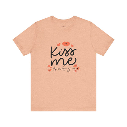 Women's Kiss Me Baby Valentine Jersey Short Sleeve Tee