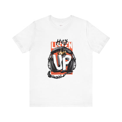 Men's And Women's Listen Up Head Phones Jersey Short Sleeve Tee