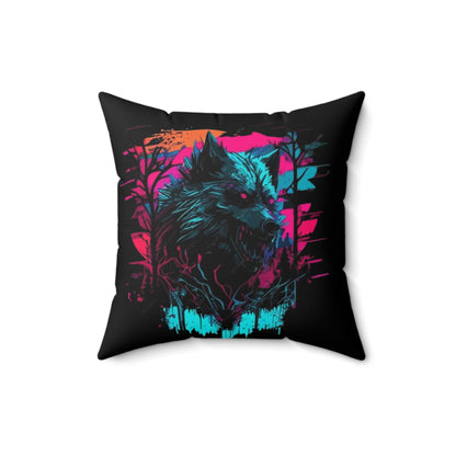 A Wolf Spun Polyester Square Pillow