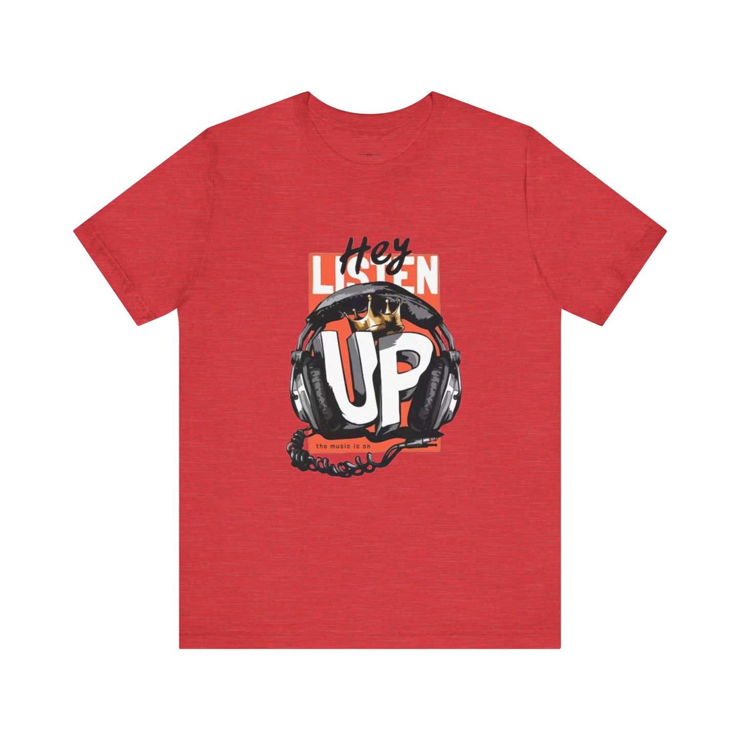 Men's And Women's Listen Up Head Phones Jersey Short Sleeve Tee