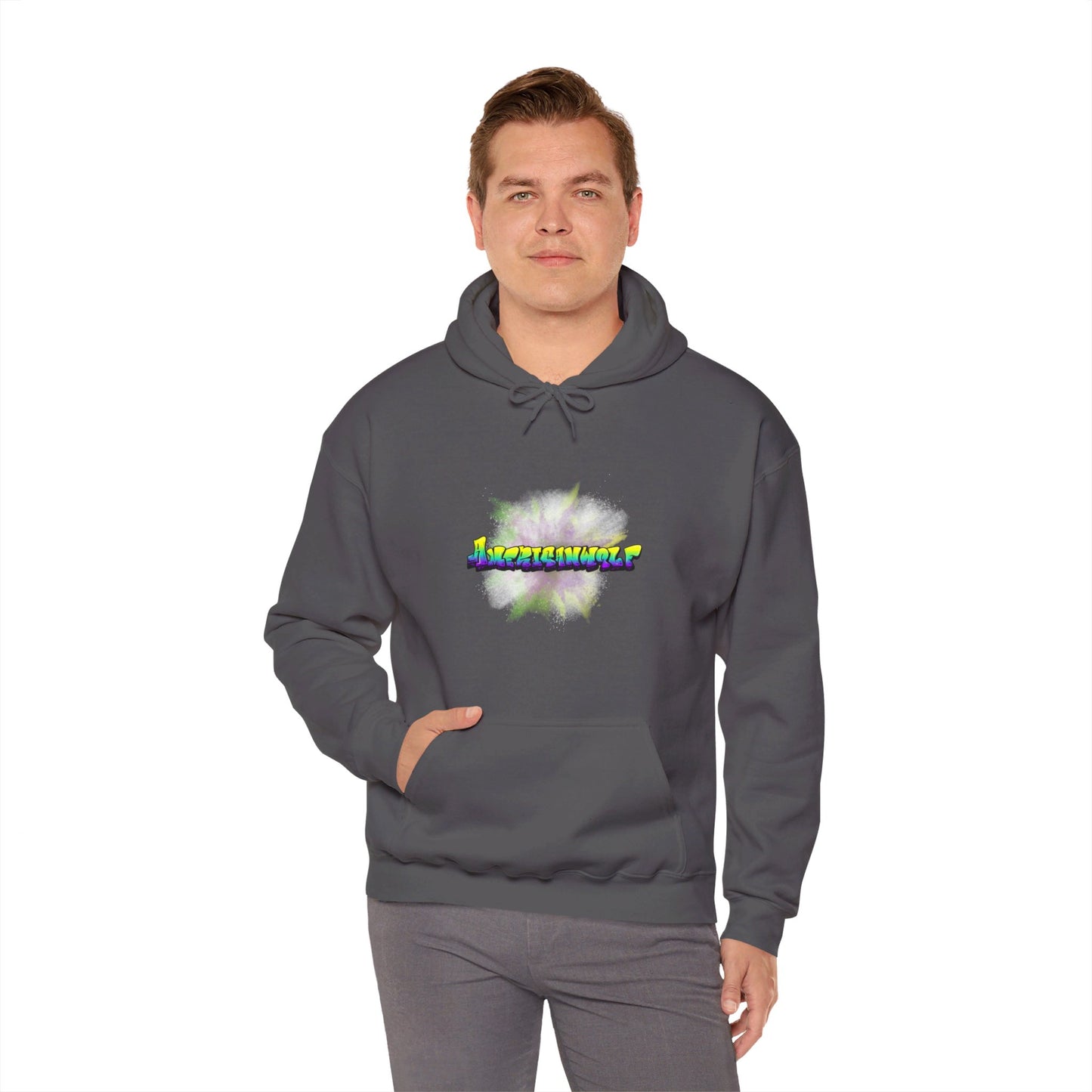 Urban Chill Vibes Graffiti Sprayed Tag Americanwolf In A Cloud Of Sprayed Dust Skater Hoody