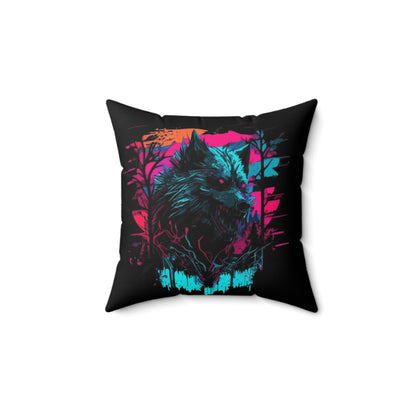 A Wolf Spun Polyester Square Pillow