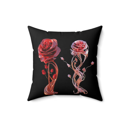 2 Glass Roses Spun Polyester Square Pillow