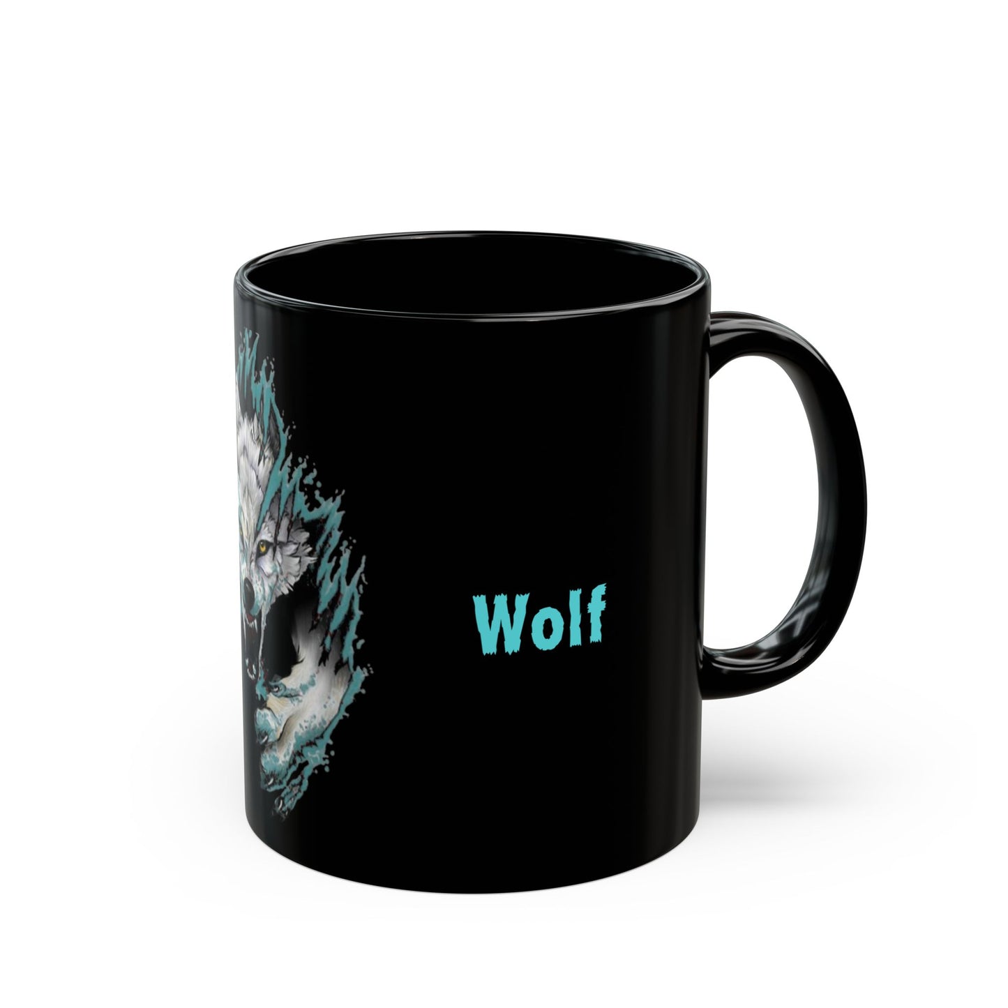 A Fearless Wild Americanwolf Glossy Black Coffee Mug